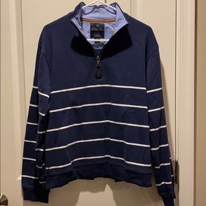 Brooks Brothers Navy Striped QuarterZip Sweatshirt
